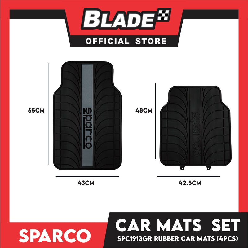 Sparco Car Mats Set Of 4pcs Universal And Quick Installation SPC1913GR (Gray) Rubber And Durable