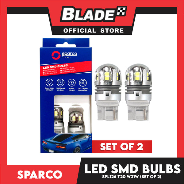 Sparco Led Smd Bulbs SPL126 T20 W21W (Set of 2) Use for Turning, Brake & Back-up Light