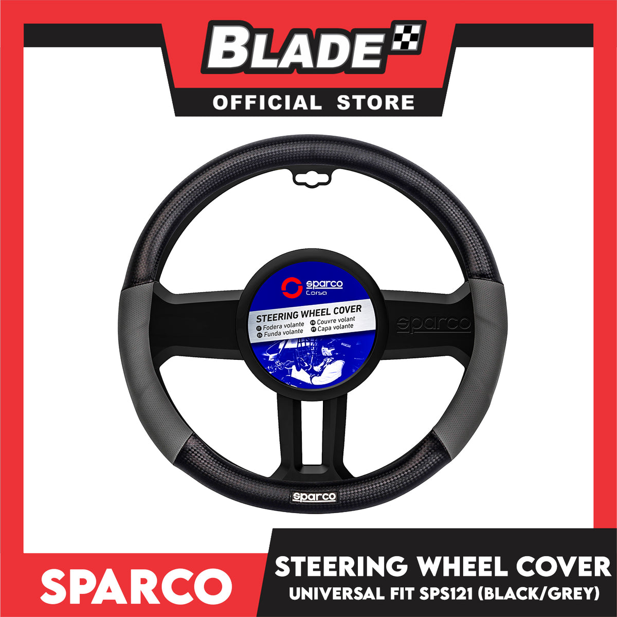 Sparco Corsa Steering Wheel Cover SPS121GR (Black With Gray) Universal Fit for Toyota, Mitsubishi, Honda, Hyundai, Ford, Nissan, Suzuki, Isuzu, Kia, MG and more