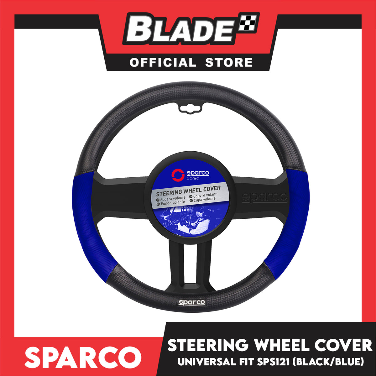 Sparco Corsa Steering Wheel Cover SPS121BL (Black With Blue) Universal Fit
