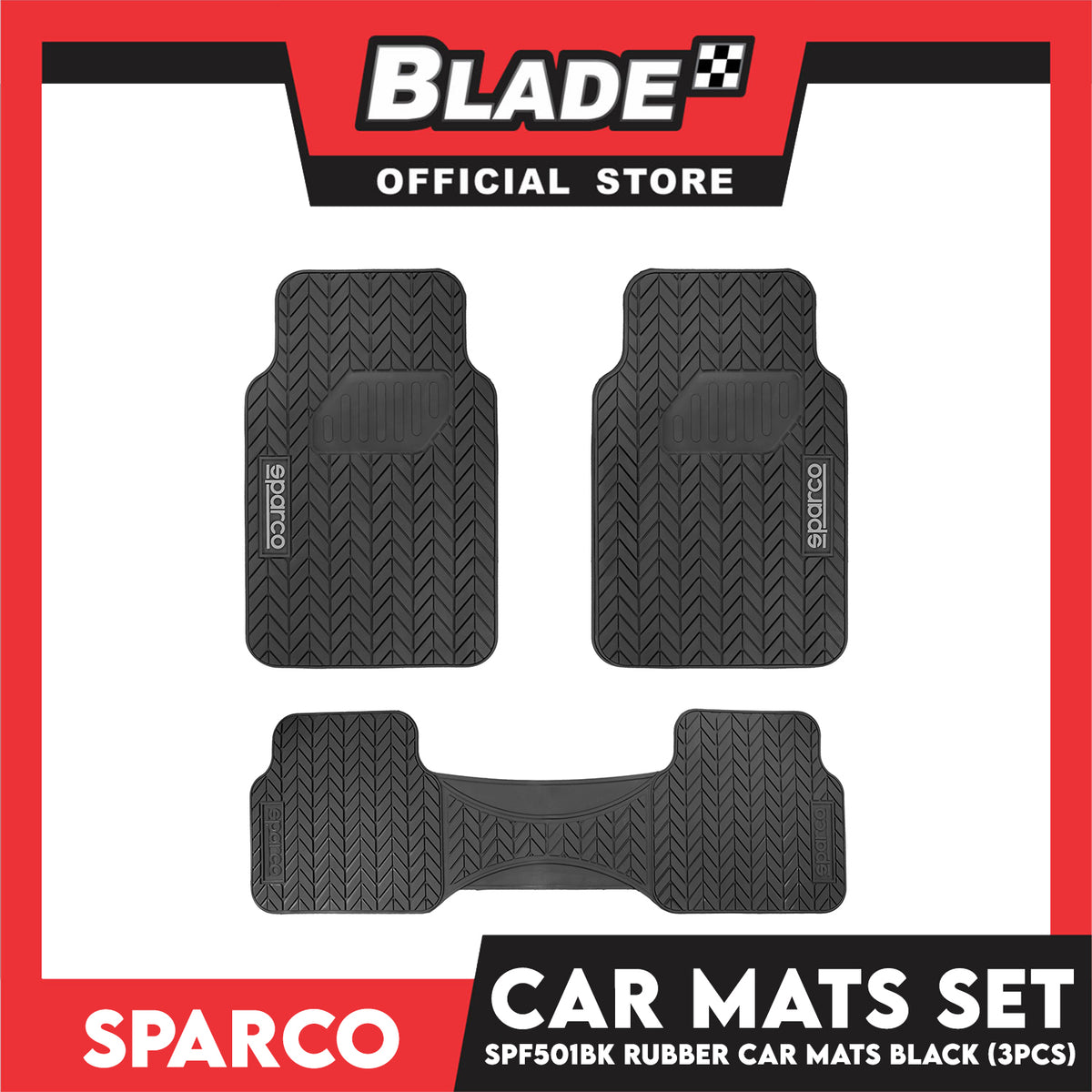 Sparco Corsa Car Mats Set of 3pcs Universal And Quick Installation SPF501BK (Black) Rubber And Durable