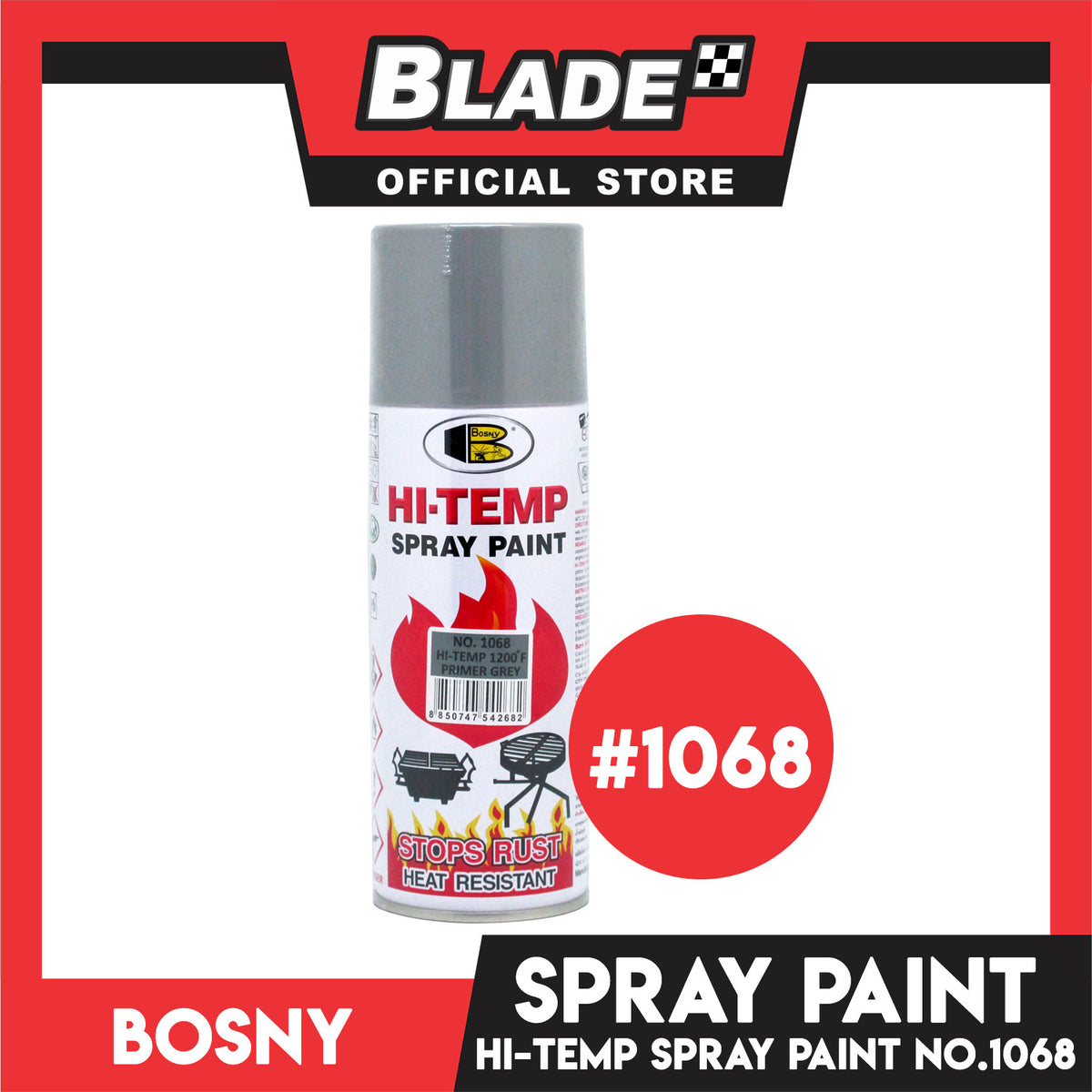 Bosny Spray Paint Hi-Temp No.1068 Primer Gray 1200