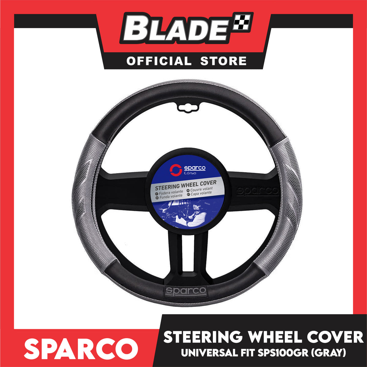 Sparco Corsa Steering Wheel Cover SPS100GR (Gray) for Toyota, Mitsubishi, Honda, Hyundai, Ford, Nissan, Suzuki, Isuzu, Kia, MG and more