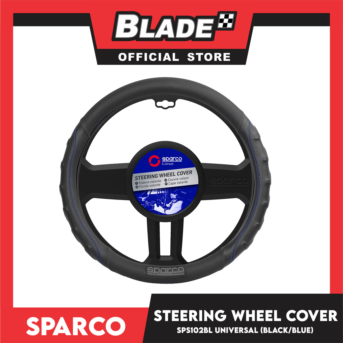 Sparco Steering Wheel Cover SPS102BL (Blue) 38cm for Toyota, Mitsubishi, Honda, Hyundai, Ford, Nissan, Suzuki, Isuzu, Kia, MG and more