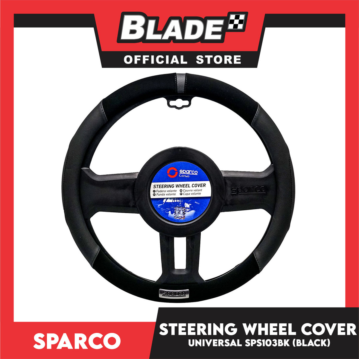Sparco Steering Wheel Cover Universal SPS103 (Black) for Toyota, Mitsubishi, Honda, Hyundai, Ford, Nissan