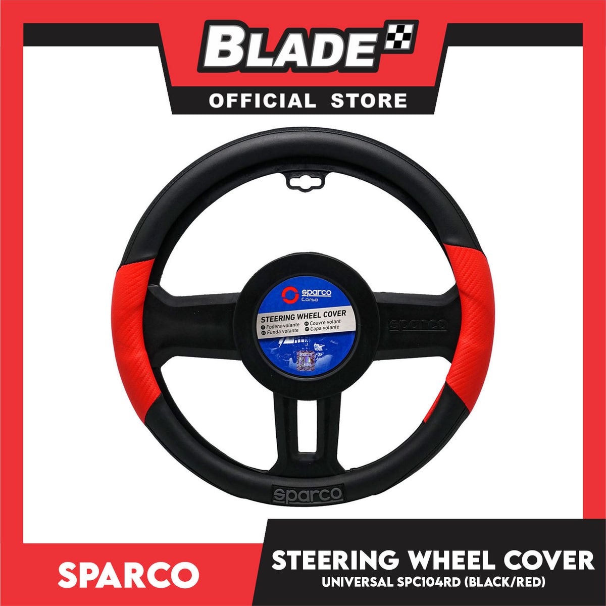 Sparco Steering Wheel Cover SPS104 (Red/Black) for Toyota, Mitsubishi, Honda, Hyundai, Ford, Nissan, Suzuki, Isuzu, Kia, MG and more