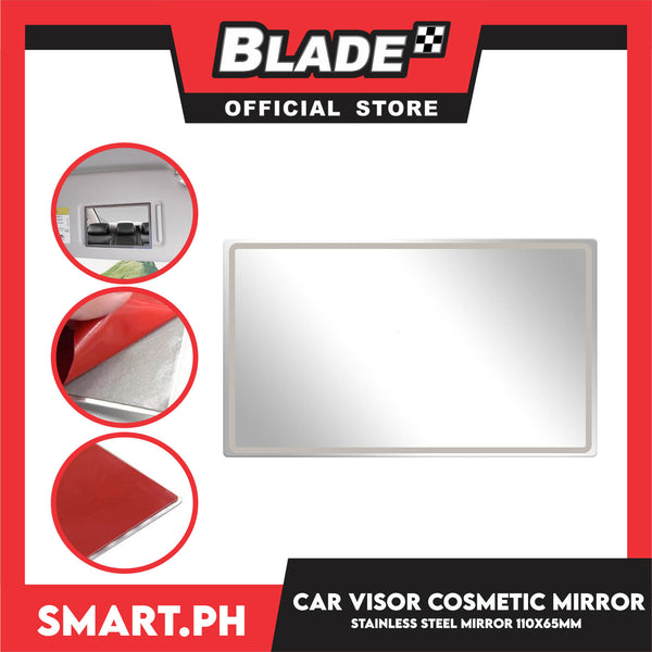Car Visor Mirror 110m x 65mm Makeup Mirror For Car Visor Stick On Car Vanity Mirror Sun-Shading Cosmetic Mirror Stainless Steel
