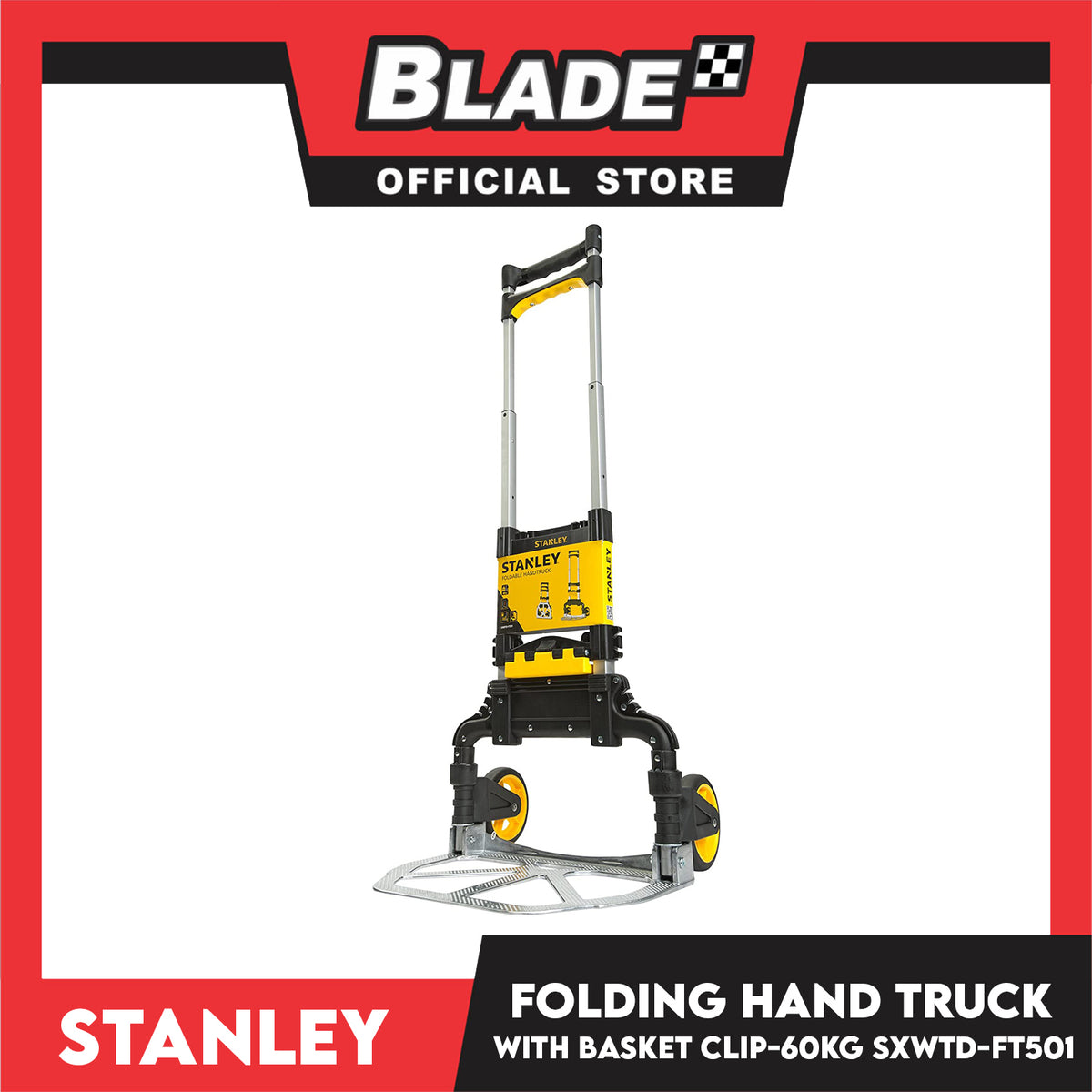 Stanley Folding Hand Trolley with Basket Clip FT-501 (60kg) Push Cart, Trolley, Hand Truck for Home and Office Use (Silver)