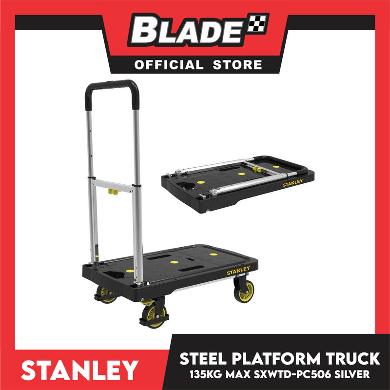 Stanley Aluminum Platform Truck PC-506 (135g) Folding Trolley, Push Cart, Caddy, Hand Truck for Warehouse, Distribution, Home and Office Use (Silver)