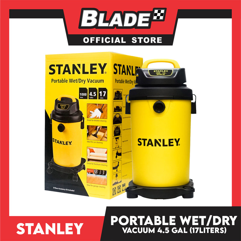 Stanley Portable Wet/Dry Vacuum 1913OP 1000W 4.5Gal (17Liters) Ideal for Kitchen, Car, Furniture, Garage Cleaning