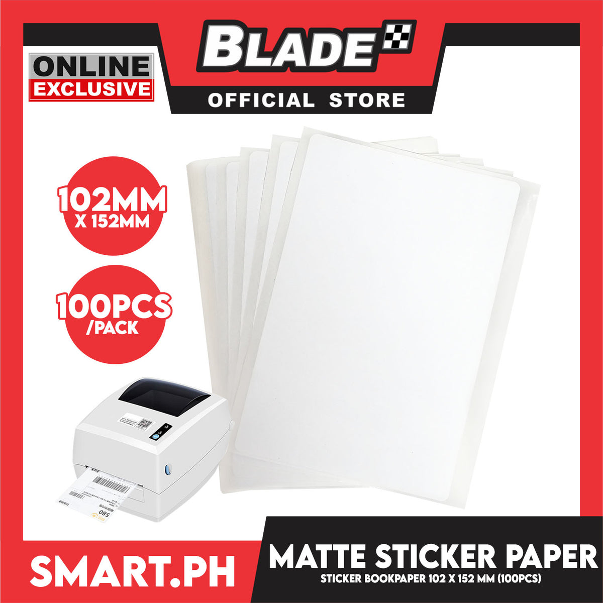 100pcs. Waybill Paper Sticker Book Paper 5mm 102x152