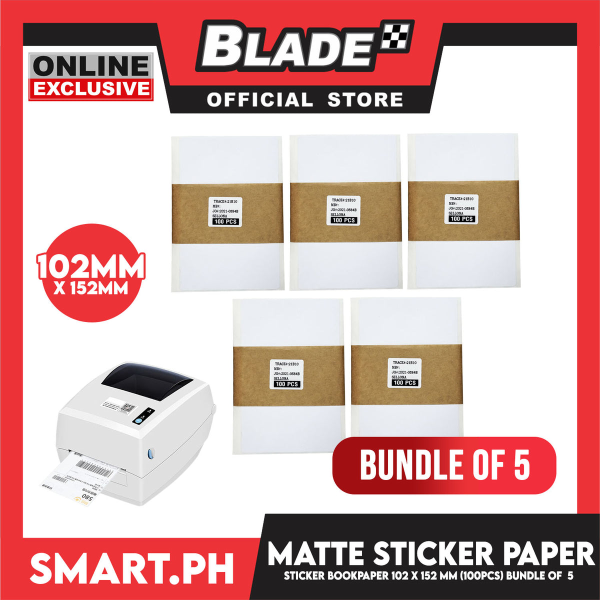 500pcs. Waybill Paper Sticker Book Paper 5mm 102x152mm