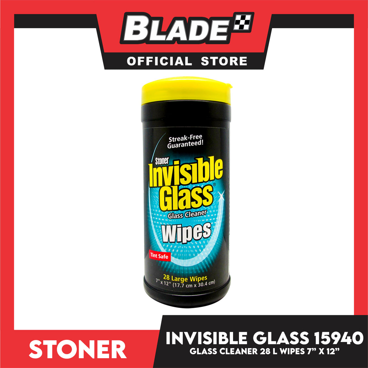 Stoner 15940 Invisible Glass Wipes Cleaner 28pcs Large Wipes (17.7cm x 30.4cm)
