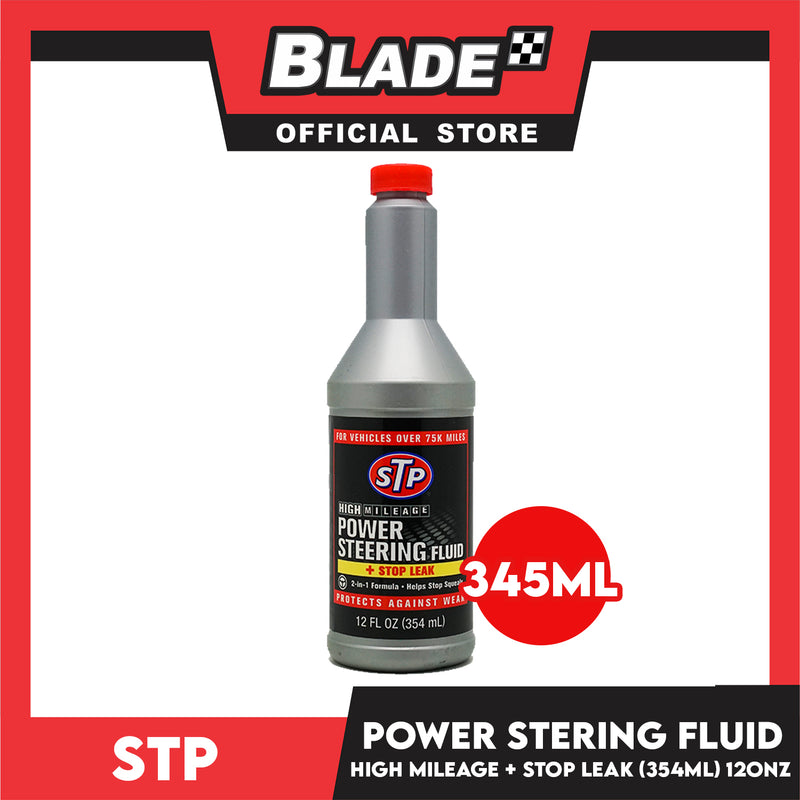Stp Power Steering Fluid 354mL High Mileage + Stop Leak 2-in-1 Formula Protects Against Wear