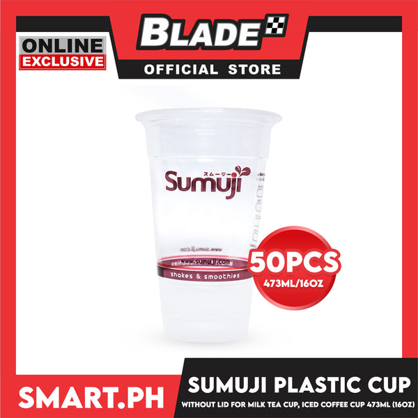 Sumuji Disposable Plastic Cups 16oz Set Of 50pcs. Perfect for Milk Tea, Juice And Shake etc.