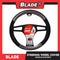 Blade Steering Wheel Cover HL5016 with Glossy Silver Leather (Black & Gray) 38cm Universal Fit for Suv's, Vans, Cars and Trucks