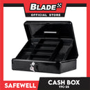 Safewell Cash Box YFC-25 (Black) Anti-Rust, Peeling Resistant Finish, Cash Box & Vault Storage Organizer