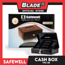 Safewell Cash Box YFC-30 (Black) Anti-Rust, Peeling Resistant Finish, Cash Box & Vault Storage Organizer