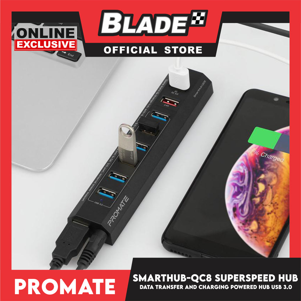 Promate Data Transfer and Charging Powered Hub USB 3.0 Superspeed Smar ...