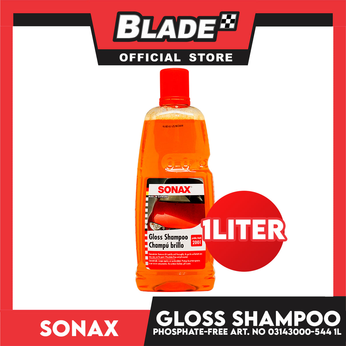 Sonax Gloss Shampoo 1L 03143000-544 Concentrate. Removes Dirt  Quickly & Phosphate-free