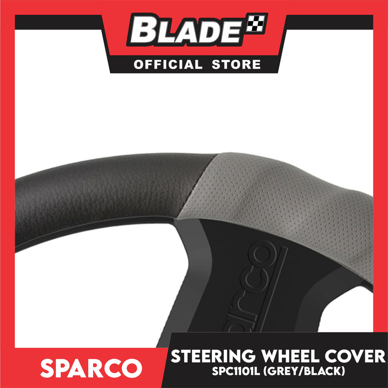Sparco Steering Wheel Cover SPC1101L (Gray/Black) for Toyota, Mitsubishi, Honda, Hyundai, Ford, Nissan, Suzuki, Isuzu, Kia, MG and more