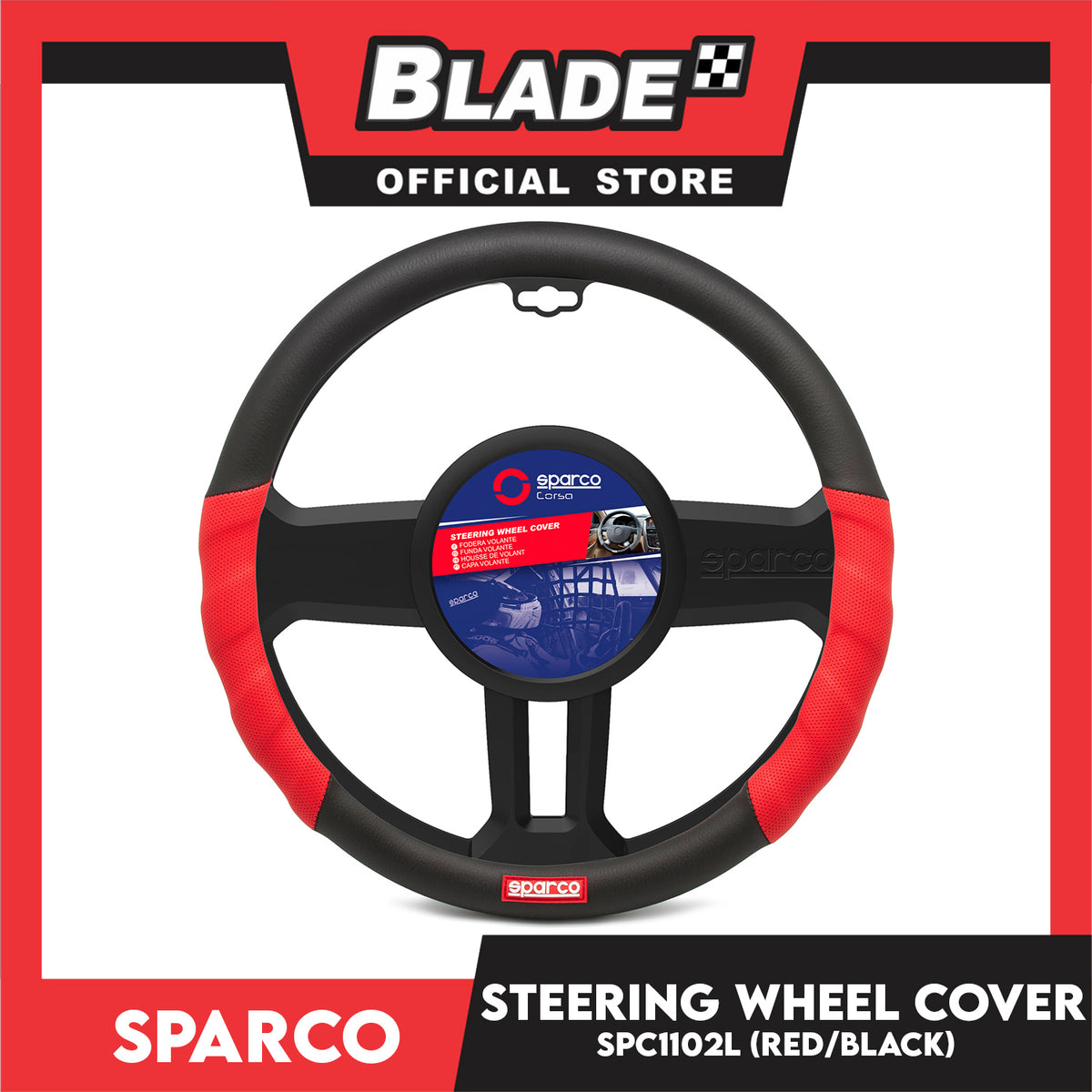 Sparco Steering Wheel Cover SPC1102L (Red/Black) for Toyota, Mitsubishi, Honda, Hyundai, Ford, Nissan, Suzuki, Isuzu, Kia, MG and more