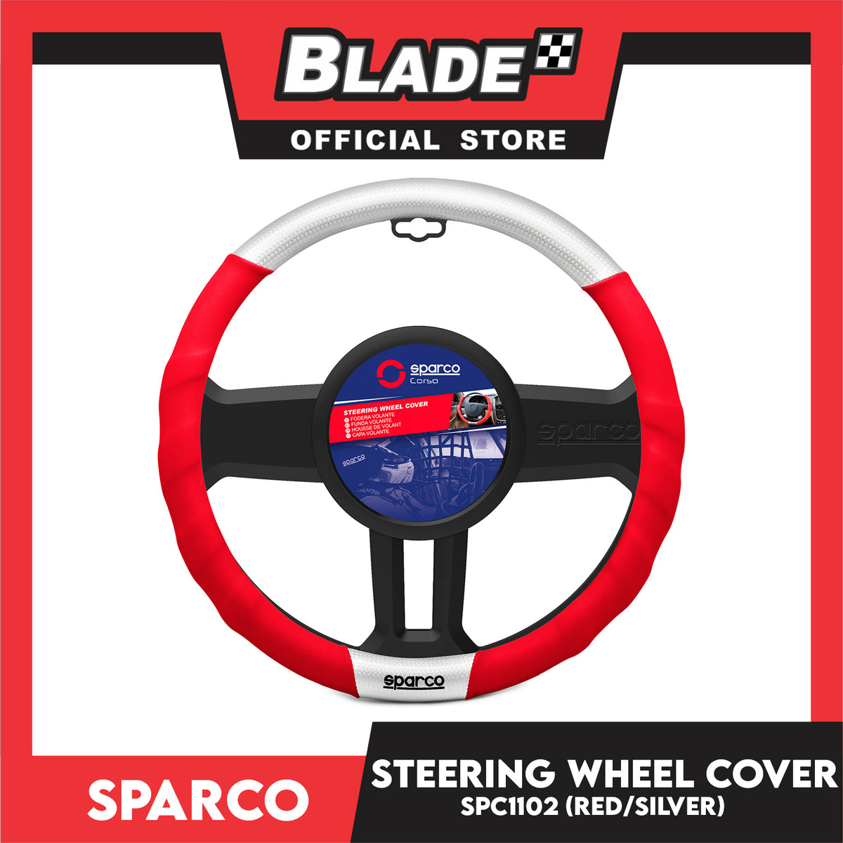 Sparco Steering Wheel Cover (Red/Silver) SPC1102 For Toyota, Mitsubishi, Honda, Hyundai, Ford, Nissan, Suzuki, Isuzu, Kia, MG And More