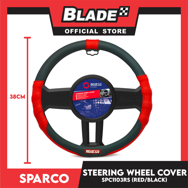 Sparco Steering Wheel Cover SPC1103RS(Black/Red) for Toyota, Mitsubishi, Honda, Hyundai, Ford, Nissan, Suzuki, Isuzu, Kia, MG and more