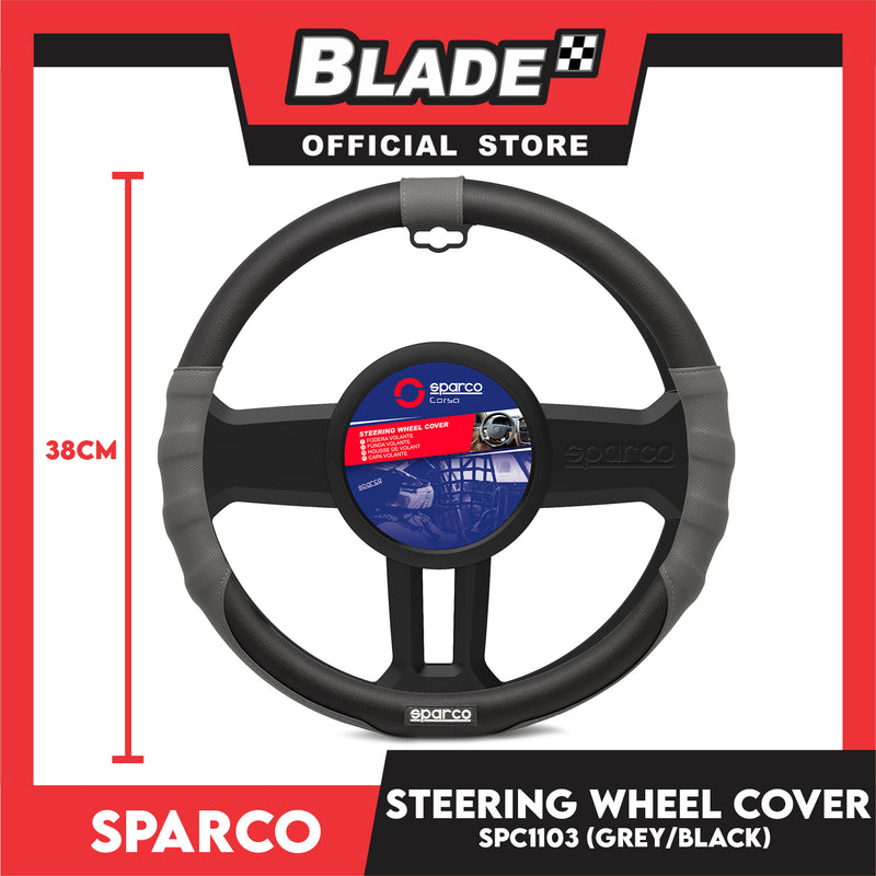 Sparco Steering Wheel Cover SPC1103 (Black/Grey) for Toyota, Mitsubishi, Honda, Hyundai, Ford, Nissan, Suzuki, Isuzu, Kia, MG and more
