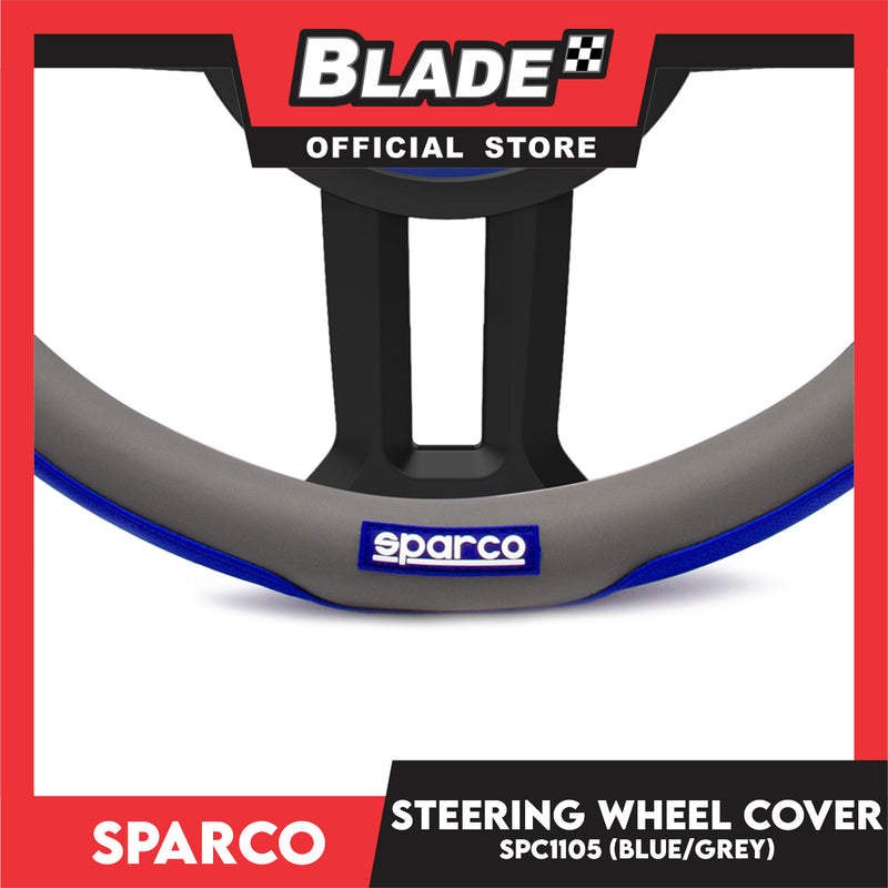 Sparco Steering Wheel Cover SPC1105 (Blue/Grey) for Toyota, Mitsubishi, Honda, Hyundai, Ford, Nissan, Suzuki, Isuzu, Kia, MG and more