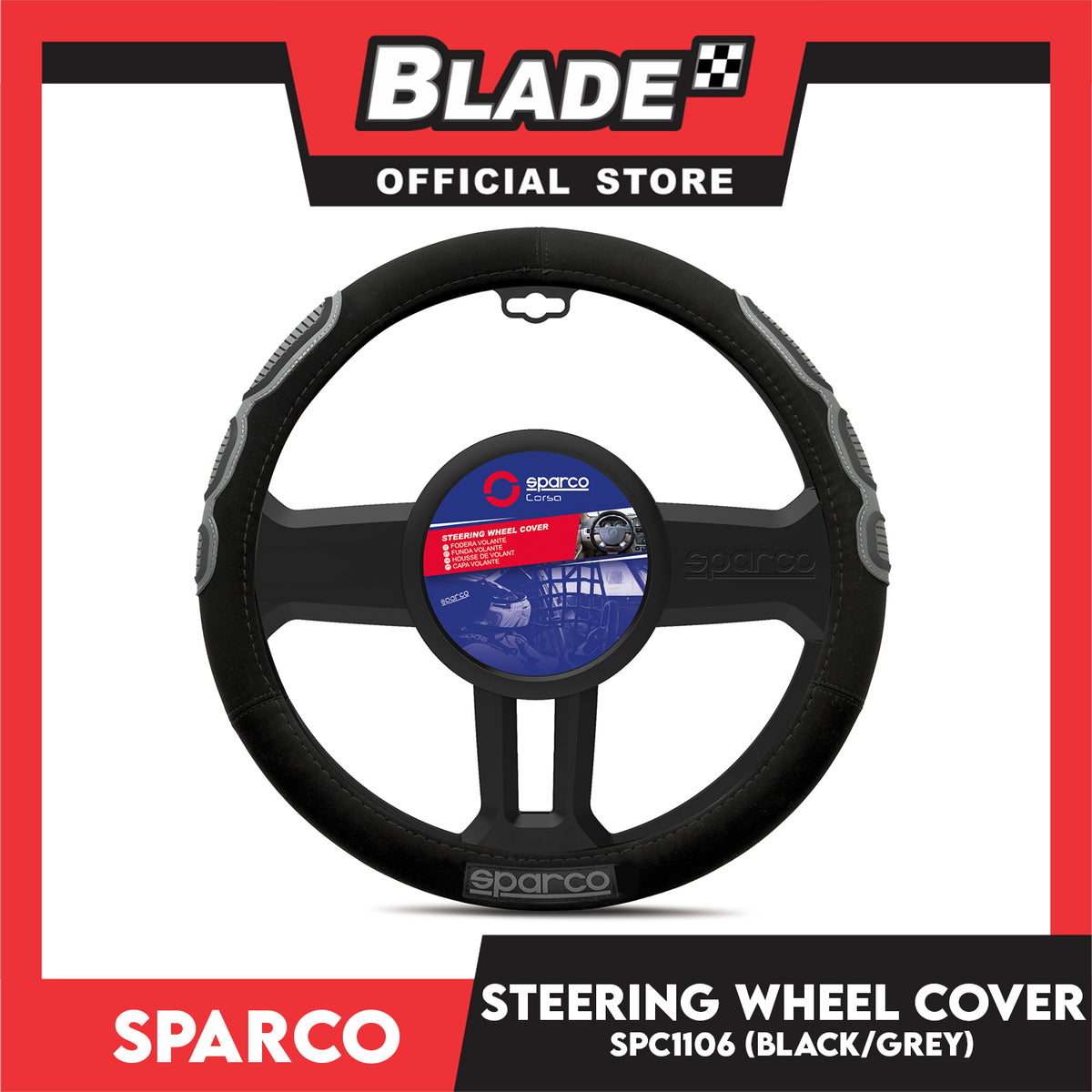 Sparco Steering Wheel Cover SPC1106 (Black) for Toyota, Mitsubishi, Honda, Hyundai, Ford, Nissan, Suzuki, Isuzu, Kia, MG and more