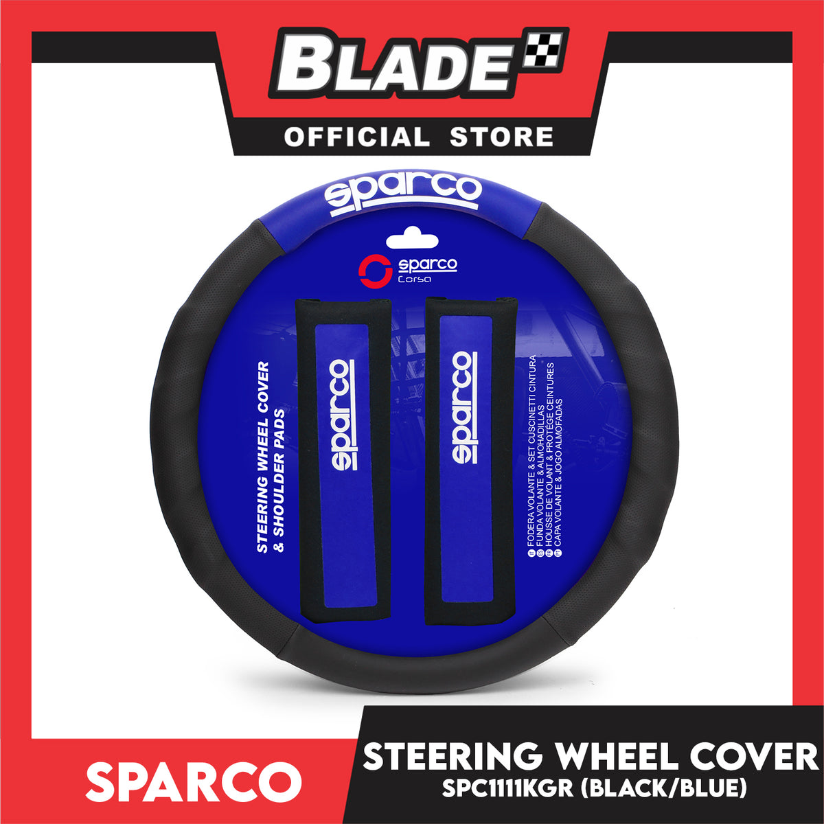 Sparco Steering Wheel Cover and Shoulder Pads SPC1111KAZ for Toyota, Mitsubishi, Honda, Hyundai, Ford, Nissan, Suzuki, Isuzu, Kia, MG and more