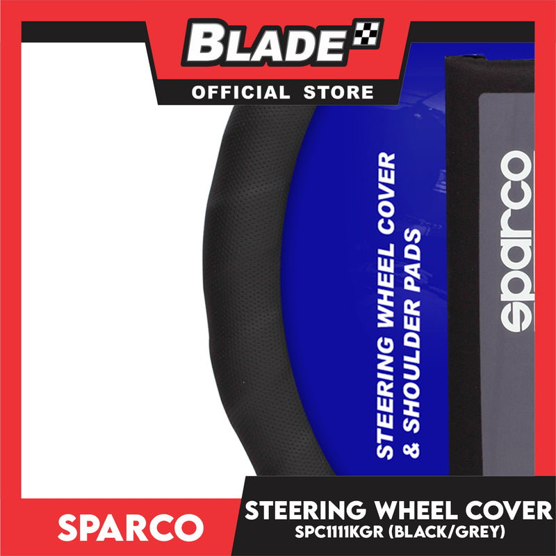 Sparco Steering Wheel Cover and Shoulder Pads SPC1111KGR (Black/Grey) for Toyota, Mitsubishi, Honda, Hyundai, Ford, Nissan, Suzuki, Isuzu, Kia, MG and more