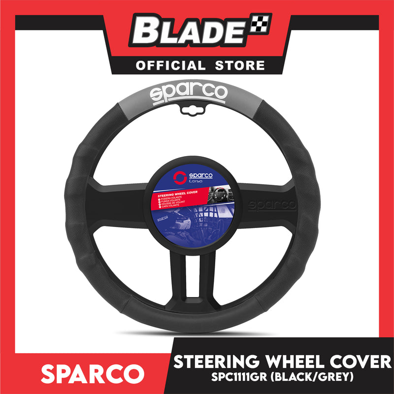Sparco Steering Wheel Cover SPC1111GR (Black/Gray) for Toyota, Mitsubishi, Honda, Hyundai, Ford, Nissan, Suzuki, Isuzu, Kia, MG and more