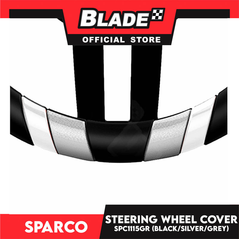 Sparco SPC1115GR Steering Wheel Cover(Black/Grey/Silver) for Toyota, Mitsubishi, Honda, Hyundai, Ford, Nissan, Suzuki, Isuzu, Kia, MG and more