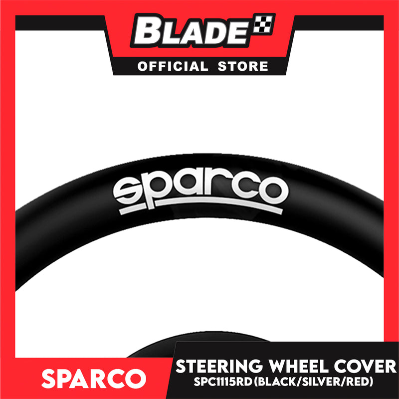 Sparco SPC1115RD Steering Wheel Cover (Black/Red/Silver) for Toyota, Mitsubishi, Honda, Hyundai, Ford, Nissan, Suzuki, Isuzu, Kia, MG and more