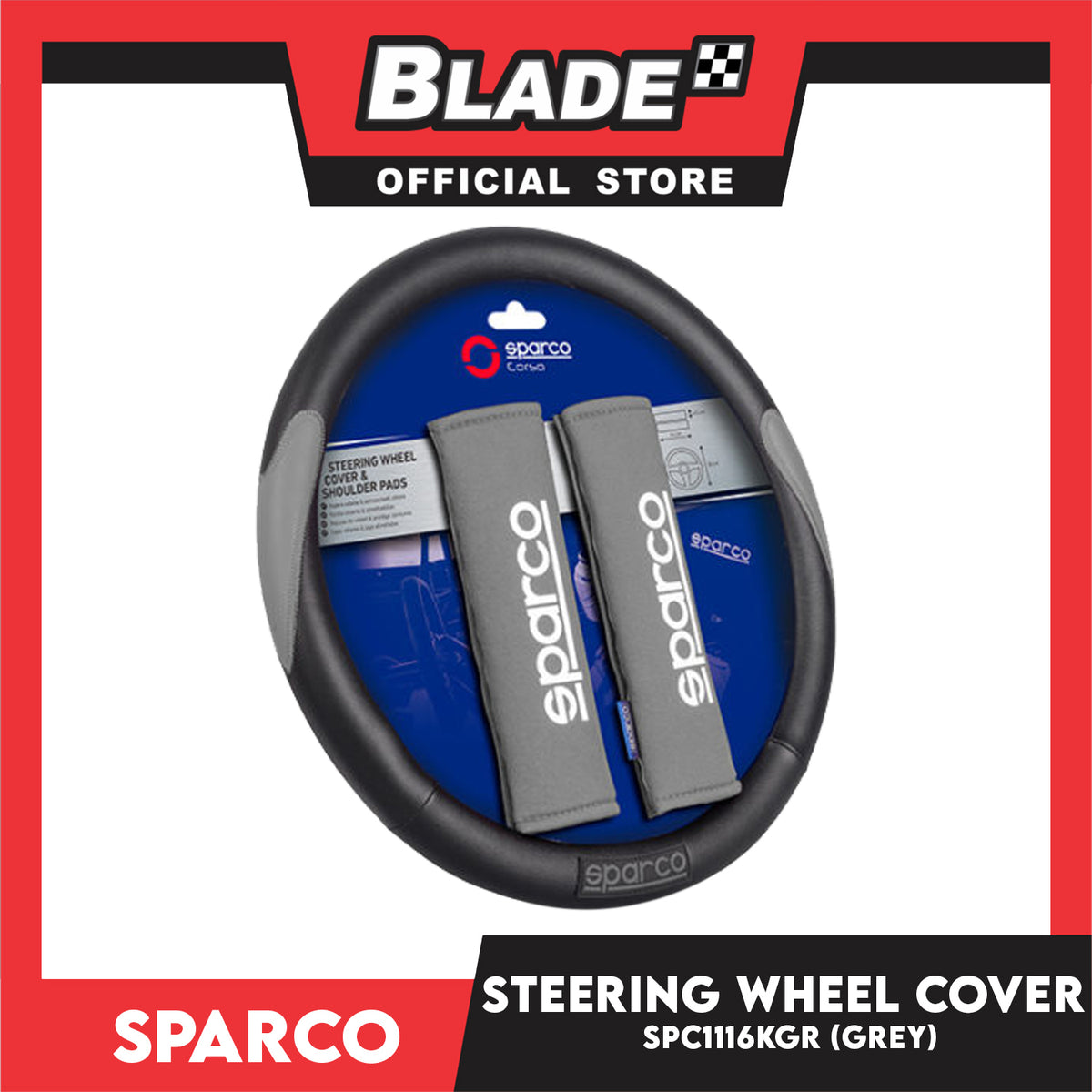 Sparco Steering Wheel Cover & Shoulder Pads SPC1116KGR for Toyota, Mitsubishi, Honda, Hyundai, Ford, Nissan, Suzuki, Isuzu, Kia, MG and more