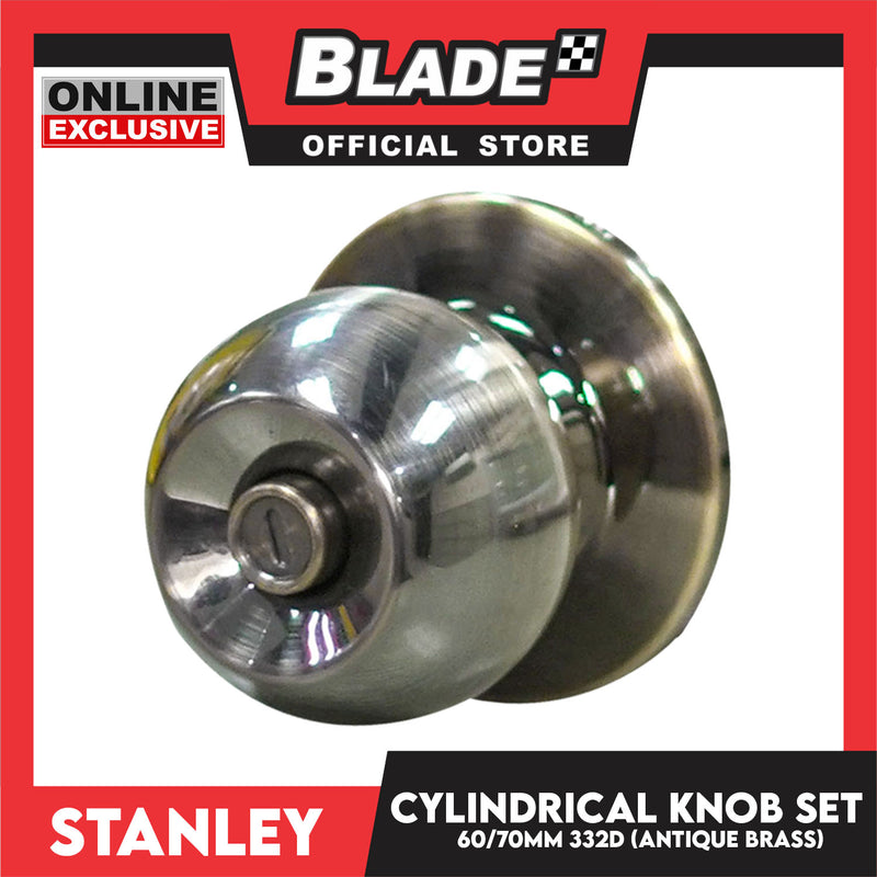 Stanley Cylindrical Door Knob Set 60/70MM 332D (Antique Brass) Door Knob Lock Set