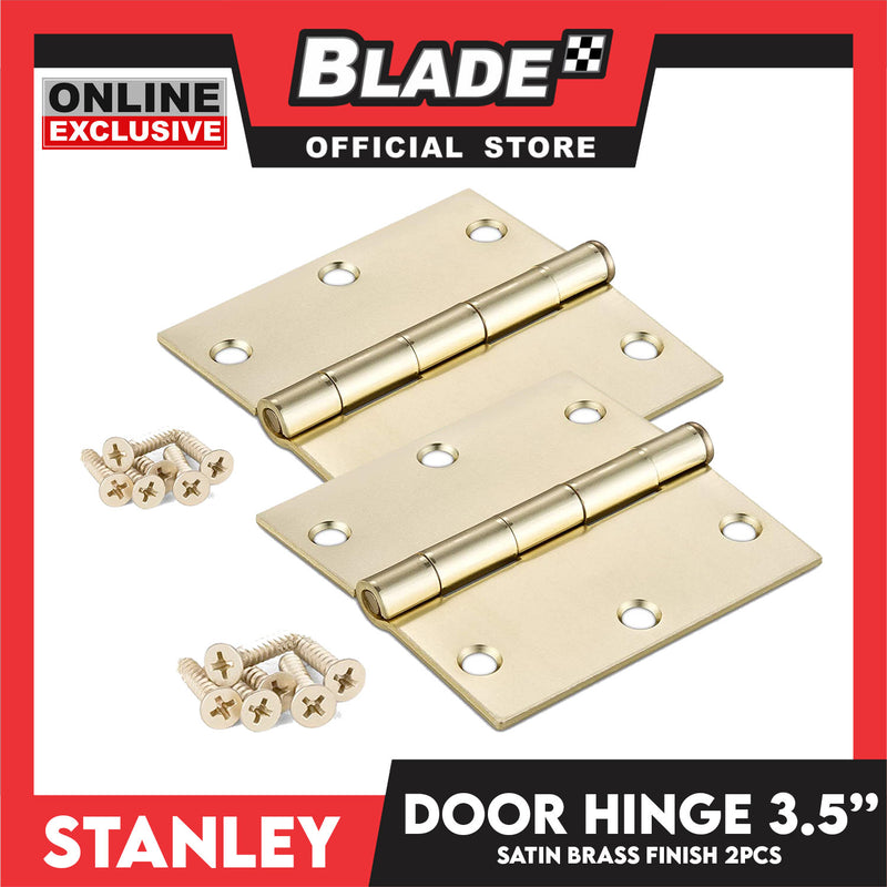 Stanley 2pcs Door Hinge 3.5'' Bisagra (88mm) US4 Satin Brass Finish Hinge