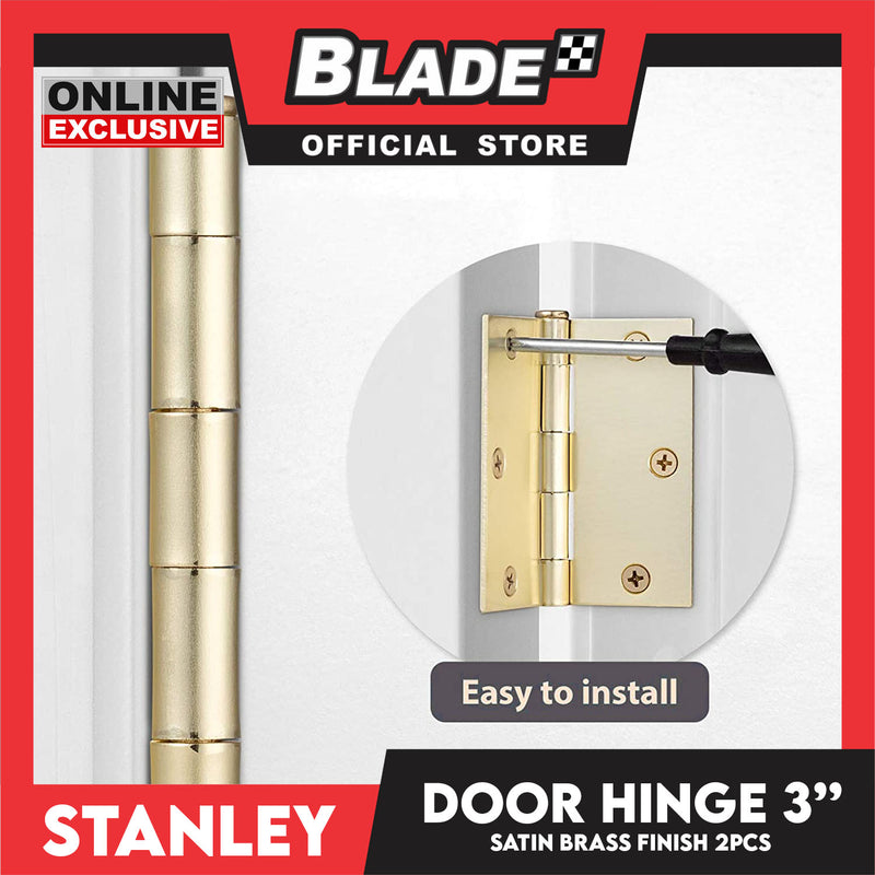 Stanley 2pcs Door Hinge 3'' Bisagra (76mm) US4 Satin Brass Finish Hinge