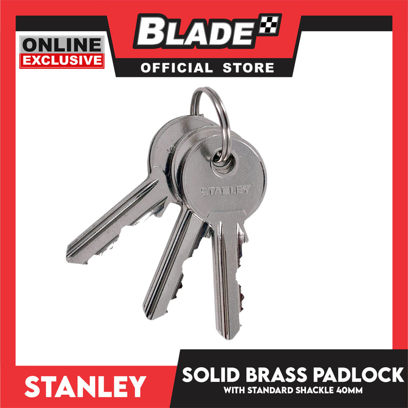 Stanley Solid Brass Padlock with Standard Shakle 40mm Heavy Duty Security Padlock