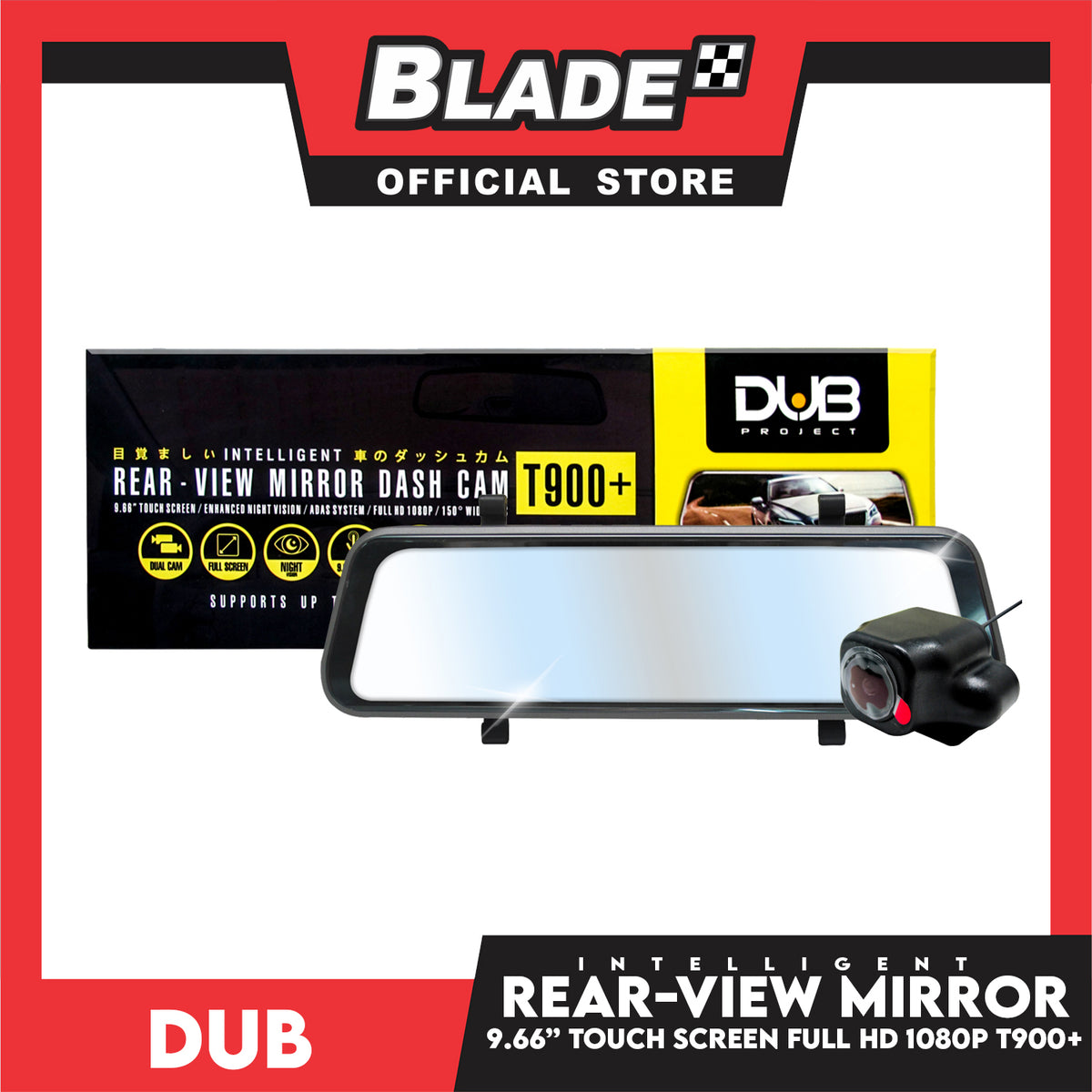 Dub Rear-View Mirror Dash Cam 9.66 Screen Full HD 1080p T900+