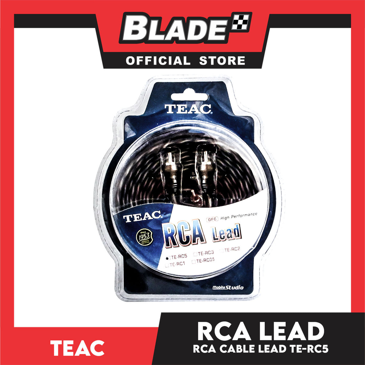 TEAC RCA High Performance Cable Lead TE-RC5 Semi Transparent Black