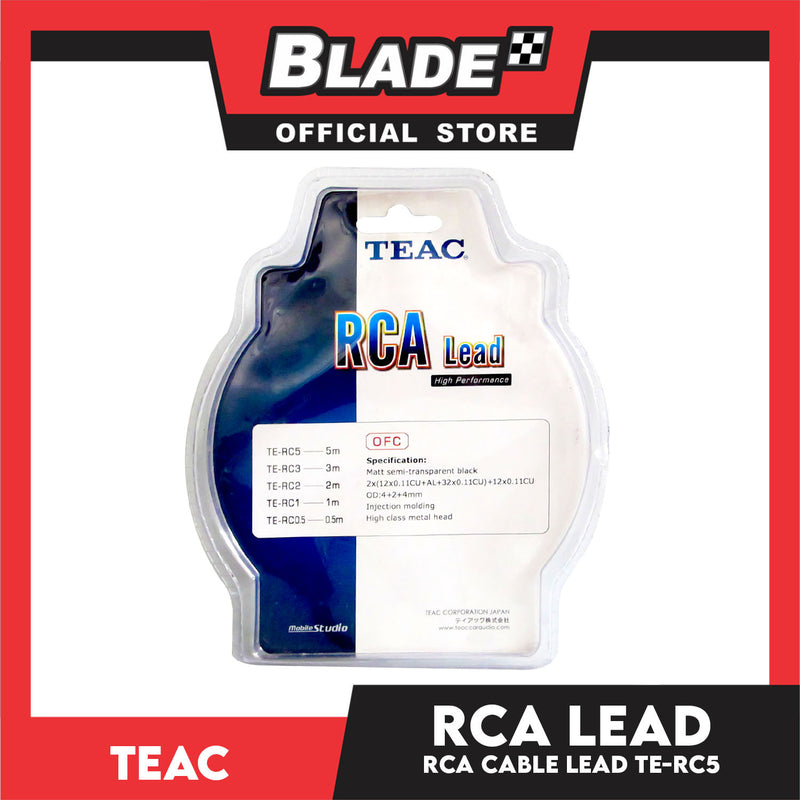 TEAC RCA High Performance Cable Lead TE-RC5 Semi Transparent Black