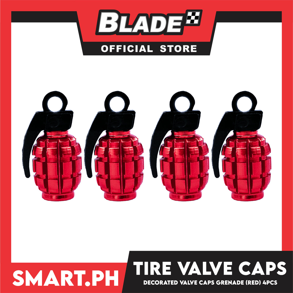 Tire Valve Cap 4pcs Granade Red