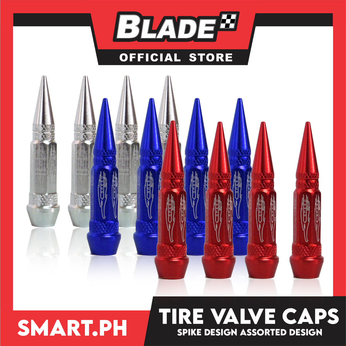 Tire Valve Caps Spike Design 7046 (Assorted Colors)