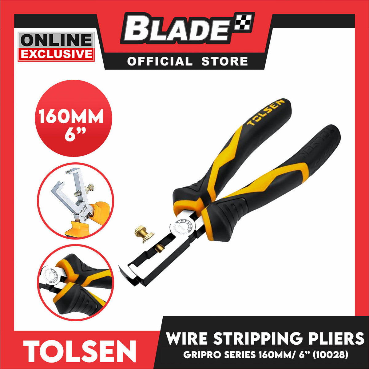 Tolsen Insulated End Wire Stripping Pliers 160mm 6'' (Insulated) 10028