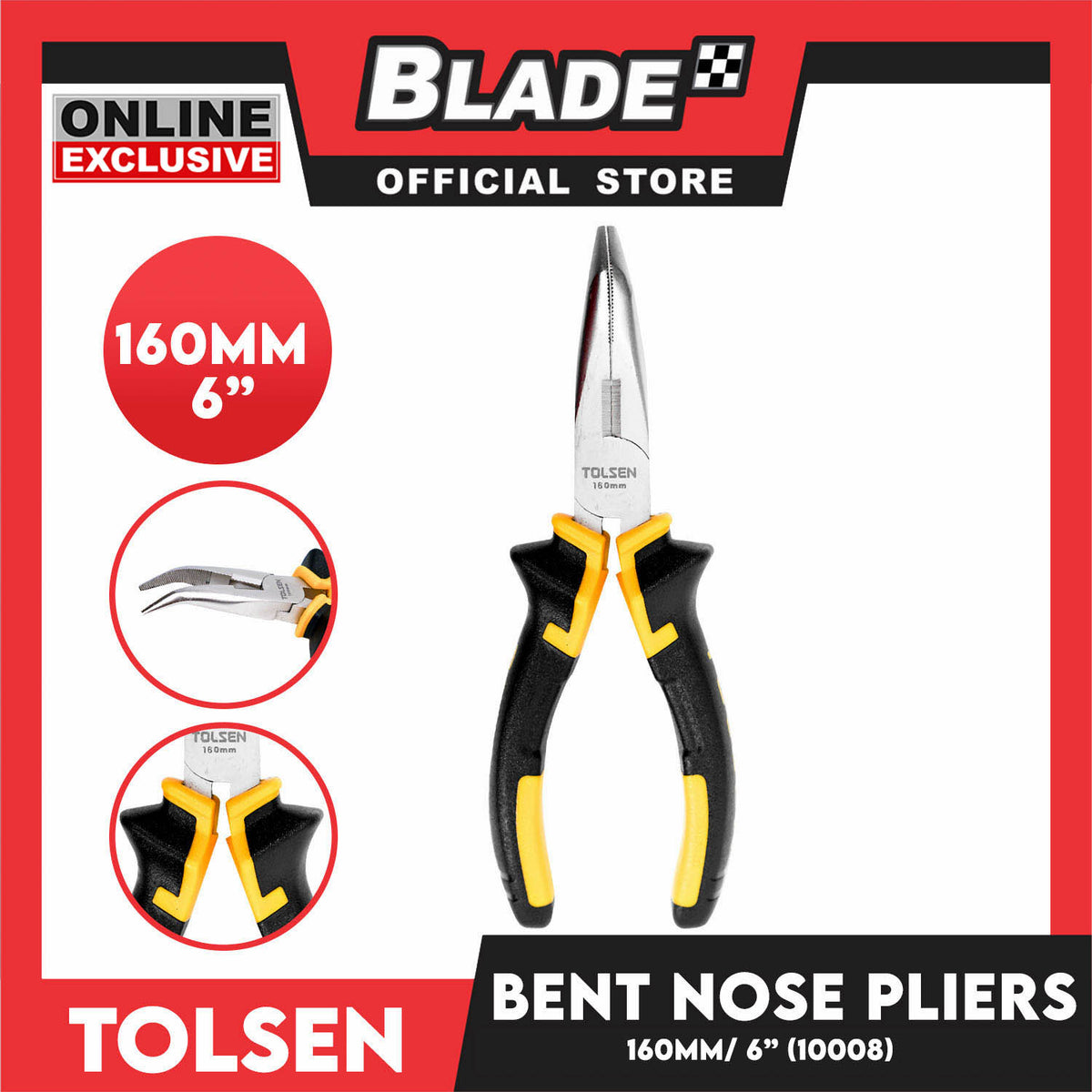 Tolsen Bent Nose Pliers 160mm 6'' 10008