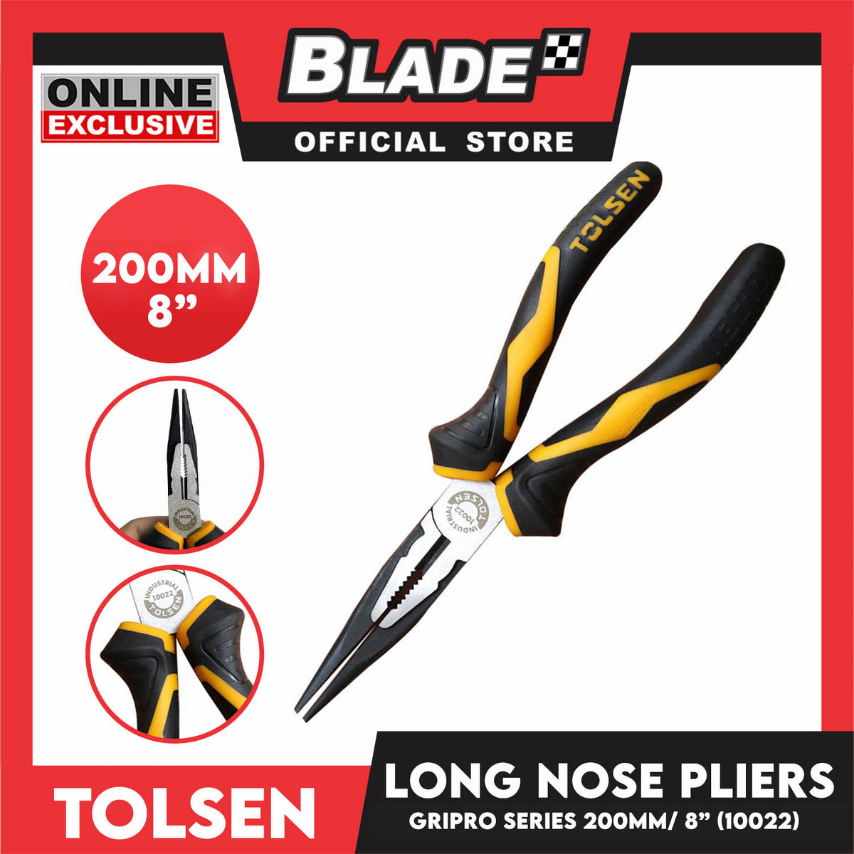Tolsen Long Nose Plier 200mm 8'' (Industrial) 10022