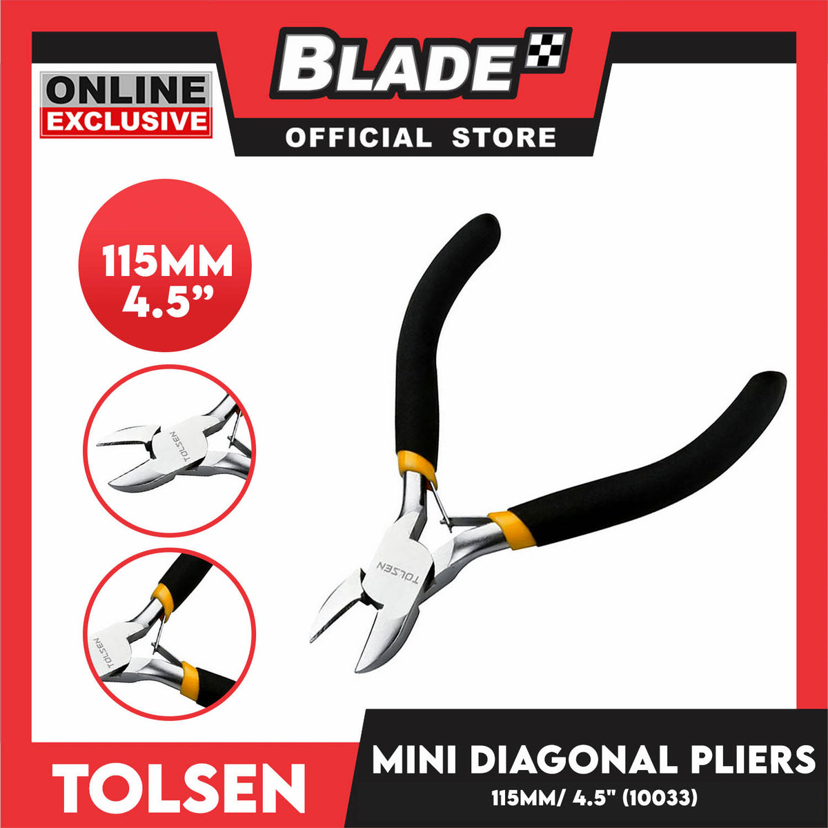 Tolsen Mini Diagonal Cutting Pliers 115mm 4.5 with Springs Micro Wire Cutters 10033